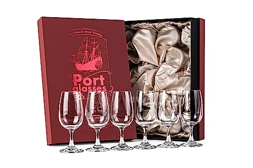 Port and Dessert Wine, Dry Sherry, Cordial, Aperitif Tasting Glasses | Set of 6 Small Crystal 7 oz Sippers | Mini Short Stem Nosing Taster Copitas | After Dinner Drink Glassware