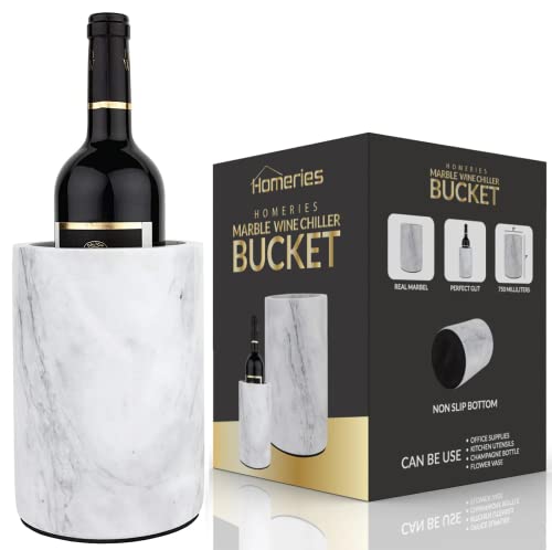 Homeries Marble Wine Chiller Bucket – Wine & Champagne Cooler for Parties, Dinner – Keep Wine & Beverages Cold – Holds Any 750ml Bottle – Ideal Gift for Wine Enthusiasts