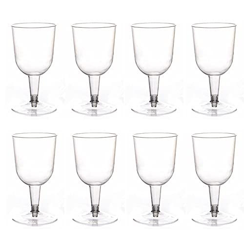 YAIKOAI 8 Pieces Plastic Red Wine Glasses Unbreakable Clear Wine Goblets Stemmed Reusable Wine Glasses Disposable Sodas Cocktail Parfaits Dessert Cups for Wedding Parties Buffets