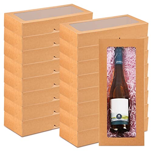 50 Pcs Brown Bakery Boxes with Window 16 x 6.5 x 2.75 Inch Kraft Paper Wine Cookie Boxes Windowed Cupcake Macaroon Cake Boxes Pastry Baked Treat Boxes Dessert Cookie Containers For Birthday Wedding