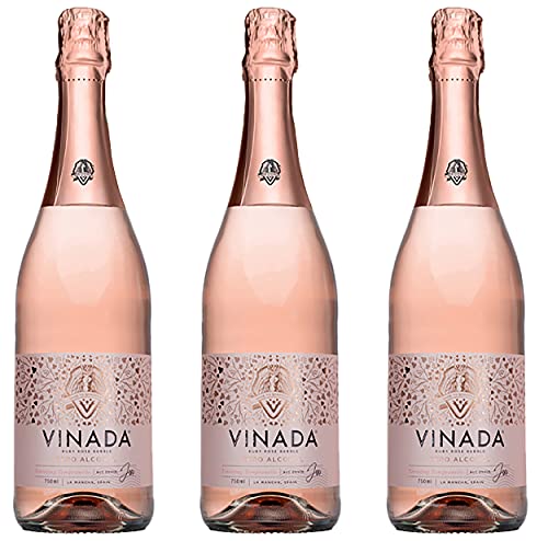 VINADA – Sparkling Rosé – Zero Alcohol Wine – 750 ml (3 Glass Bottles)