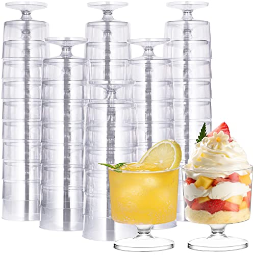 HyHousing 2 Oz Clear Plastic Wine Glasses 80 Pack, Hard Disposable Shot / Drink Glasses Ideal for Home Daily Life Party Wedding Drinking Dessert Ice Cream (G4-80)