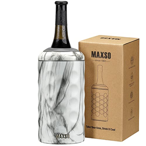 MAXSO Wine Chiller Bucket, Portable 750ml Champagne & Wine Bottle Cooler Keep Wine & Beverages Cold, Stainless Steel Vacuum Insulated Wine Gifts for Wine Lovers – Marble