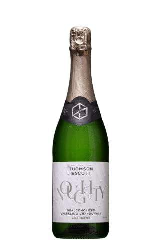 Thomson & Scott Noughty, Alcohol Free, Organic Sparkling Chardonnay, Non Alcoholic Sparkling White Wine, Low-Sugar, Halal Certified, Vegan, 1 Bottle, 750ml