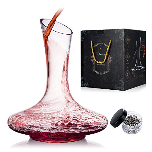 Wine Decanter,Red Wine Carafe,Wine Aerator,100{242cb032958b6afdab6dfce0d3fbcd4d1271af951227e9e918022bc1c5f4275c} Hand Blown Lead-free Crystal Glass with Cleaning Beads,Wine Decanters and Carafes,Wine Gift with Luxury Packaging,Wine Accessories (1200ML)