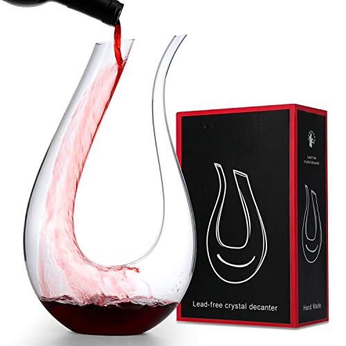 VASFFG Wine Decanter ,U-shaped design can provide powerful ventilation effect. Use lead-free crystal glass, hand-blown red wine Decanter / carafe